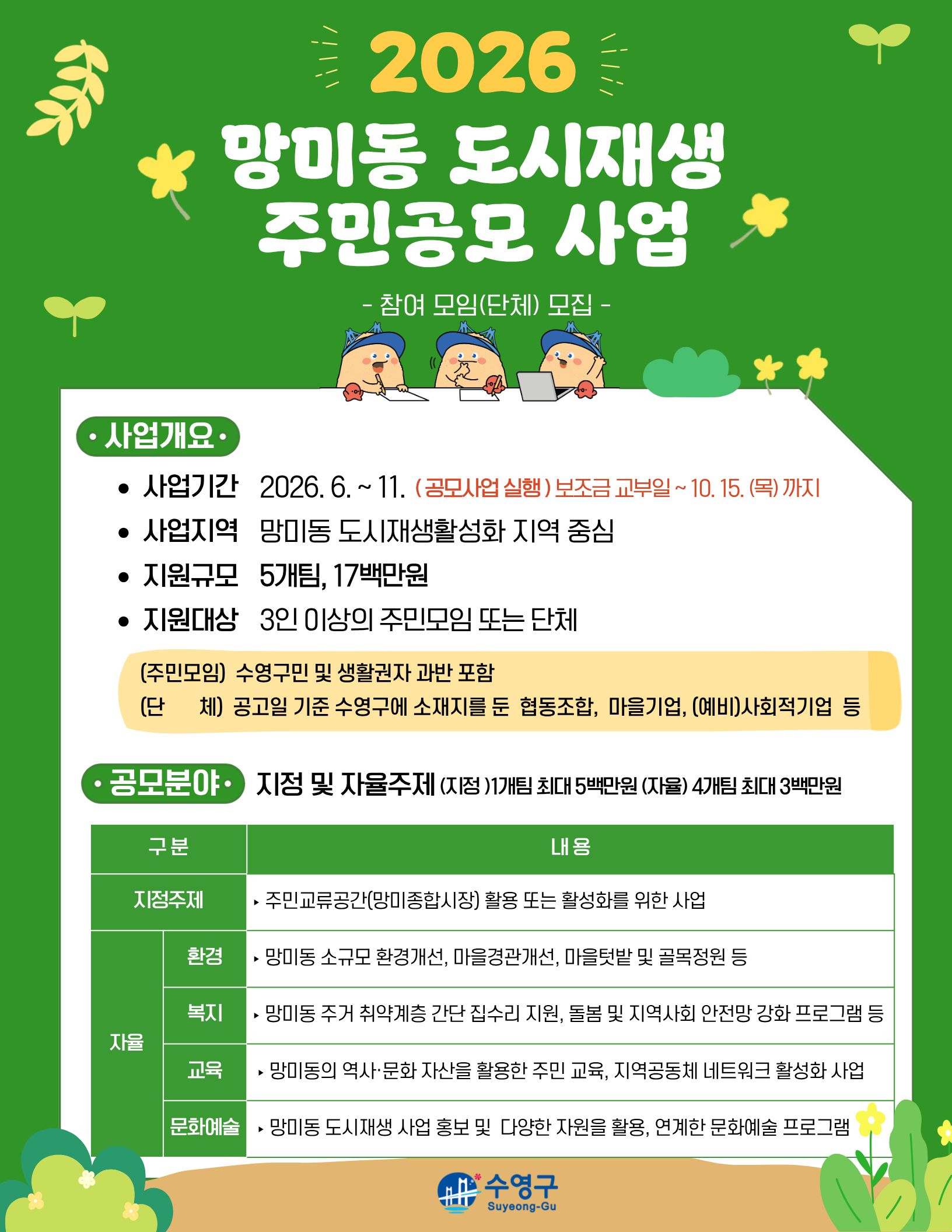 「2026년 망미동 도시재생 주민공모사업」공고 이미지(1)